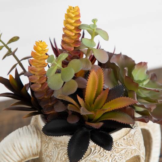 9.5" Artificial Halloween Succulent Garden in Horned Skull Planter